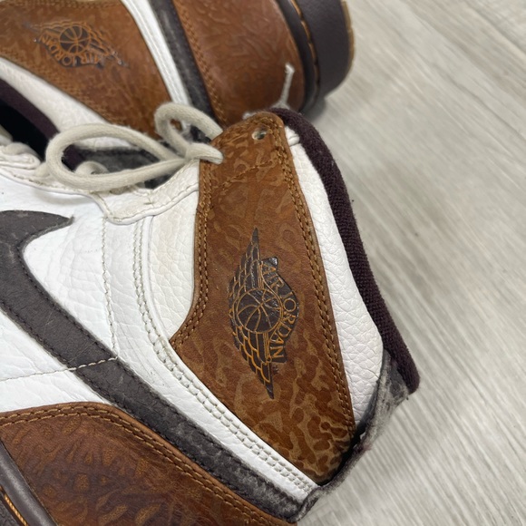 Nike Air Jordan Retro 1 High Strap Size 9 White/ MADERIA GINGER 2009 - Picture 8 of 13